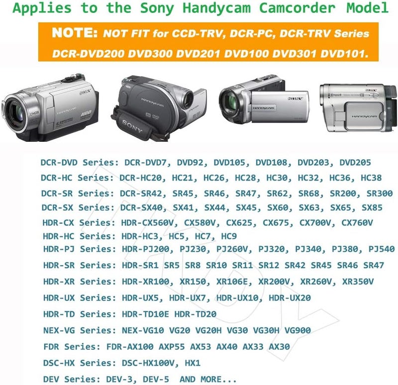 TKDY for Sony Handycam Charger USB Power Cord, AC-L200 ACL200 Power Adapter for DCR-SX40 DCR-SX44 DCR-SR45 DCR-SR47 DCR-SX63 DCR-SX65 DCR-SX85 DVD108 DVD610 DCR-SR62 DCR-SR68 Camcorder. - Image 2